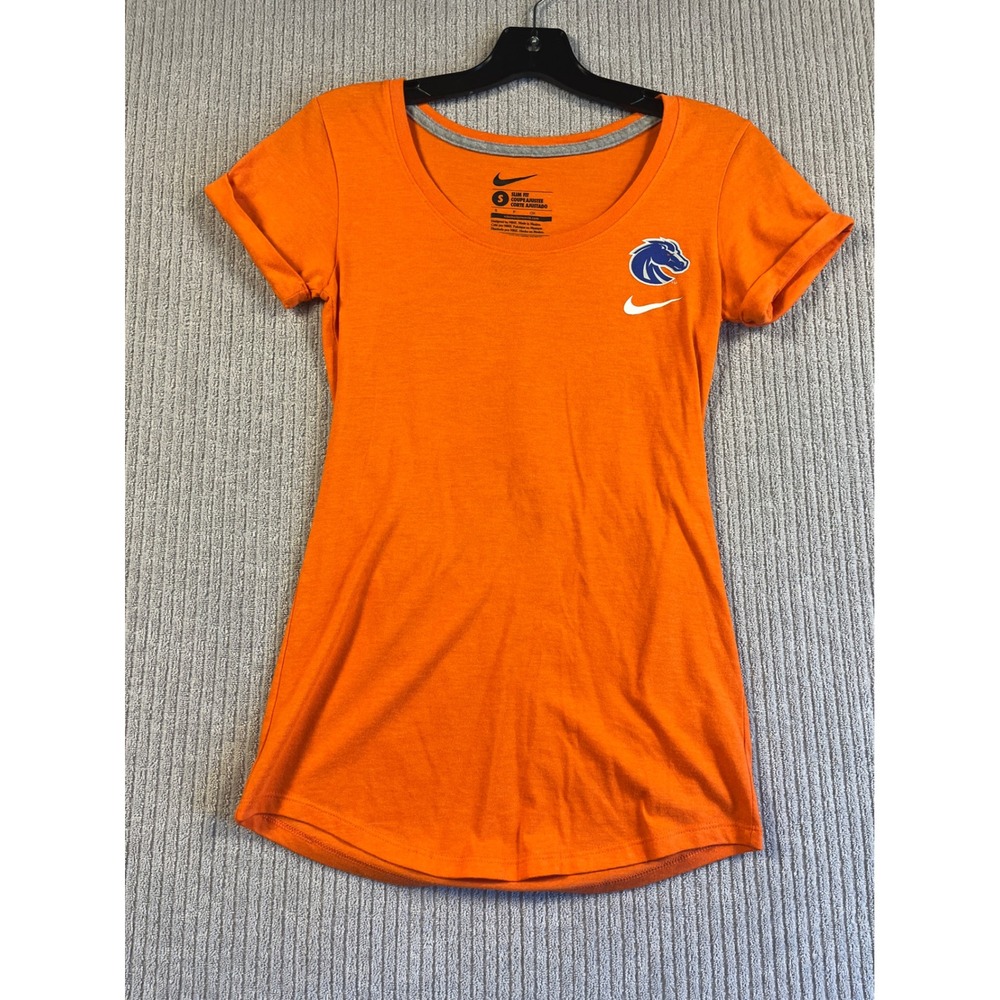 Nike Boise State Broncos Womens S Orange Slim Fit Graphic T-Shirt Go Broncos